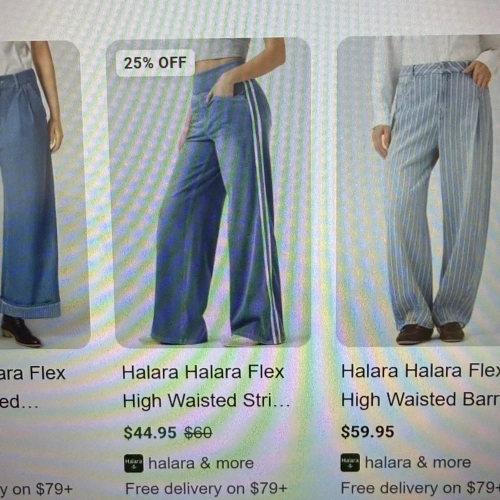 HALARA Flex High Waisted Stripe Wide Leg Jean with Pockets
 X—LARGE TALL - Picture 7 of 8